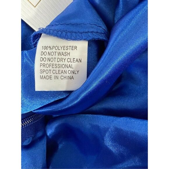 NWT Mac Duggal 68223 Cascaded Ruffle Puff Sleeve A-Line Gown Sapphire Size 12 - Picture 10 of 10